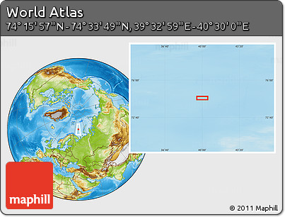 Physical Location Map of the Area around 74° 24' 53" N, 40° 1' 29" E