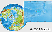 Physical Location Map of the area around 74° 24' 53" N, 4° 19' 30" E