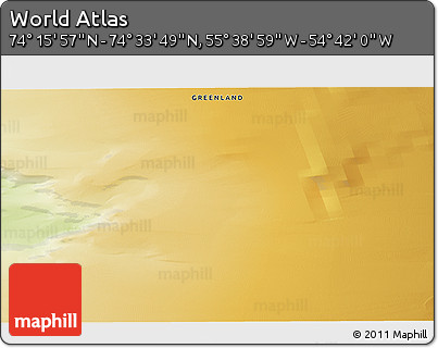 Physical 3D Map of the Area around 74° 24' 53" N, 55° 10' 29" W