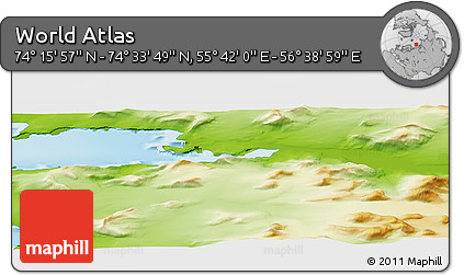 Physical Panoramic Map of the Area around 74° 24' 53" N, 56° 10' 29" E