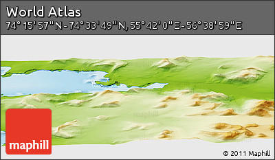 Physical Panoramic Map of the Area around 74° 24' 53" N, 56° 10' 29" E