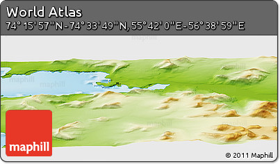 Physical Panoramic Map of the Area around 74° 24' 53" N, 56° 10' 29" E