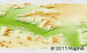 Physical 3D Map of the area around 74° 24' 53" N, 57° 1' 29" E