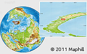 Physical Location Map of the area around 74° 24' 53" N, 57° 1' 29" E
