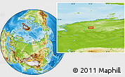 Physical Location Map of the area around 74° 24' 53" N, 91° 52' 30" E