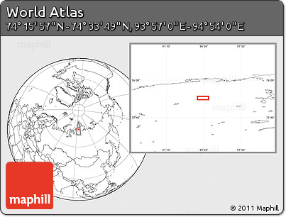 Blank Location Map of the Area around 74° 24' 53" N, 94° 25' 30" E