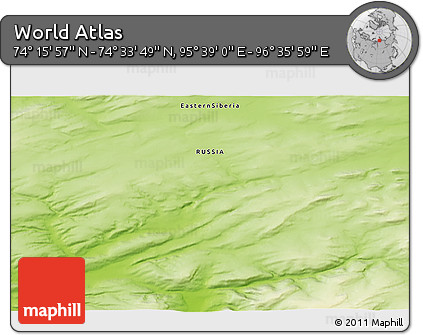 Physical 3D Map of the Area around 74° 24' 53" N, 96° 7' 30" E