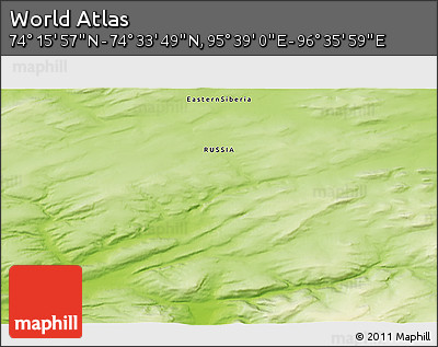 Physical 3D Map of the Area around 74° 24' 53" N, 96° 7' 30" E