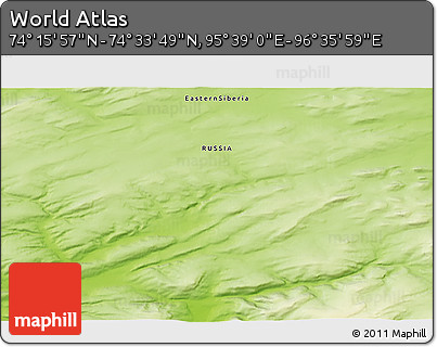 Physical 3D Map of the Area around 74° 24' 53" N, 96° 7' 30" E