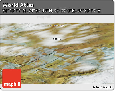 Satellite 3D Map of the Area around 74° 24' 53" N, 96° 7' 30" E
