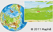 Physical Location Map of the area around 74° 24' 53" N, 96° 7' 30" E