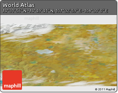 Satellite 3D Map of the Area around 74° 40' 49" N, 108° 1' 30" E
