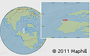 Savanna Style Location Map of the area around 74° 40' 49" N, 123° 10' 30" W, hill shading