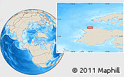 Shaded Relief Location Map of the area around 74° 40' 49" N, 123° 10' 30" W