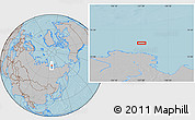 Gray Location Map of the area around 74° 40' 49" N, 127° 34' 30" E, hill shading