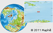 Physical Location Map of the area around 74° 40' 49" N, 25° 34' 30" E