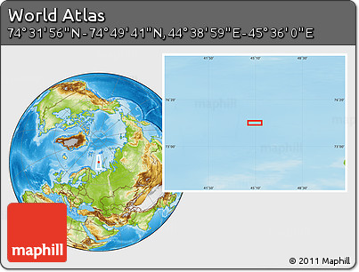 Physical Location Map of the Area around 74° 40' 49" N, 45° 7' 30" E