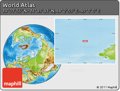 Physical Location Map of the Area around 74° 40' 49" N, 48° 31' 29" E