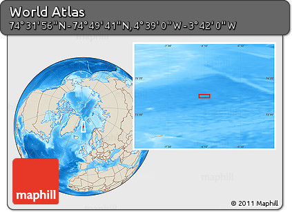 Shaded Relief Location Map of the Area around 74° 40' 49" N, 4° 10' 30" W