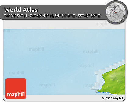 Physical 3D Map of the Area around 74° 40' 49" N, 55° 19' 30" E