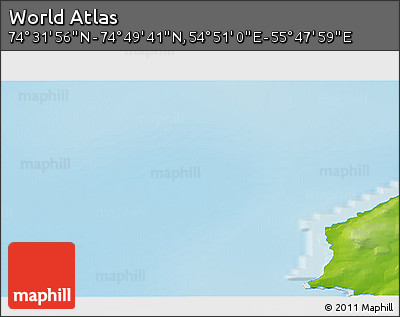 Physical 3D Map of the Area around 74° 40' 49" N, 55° 19' 30" E