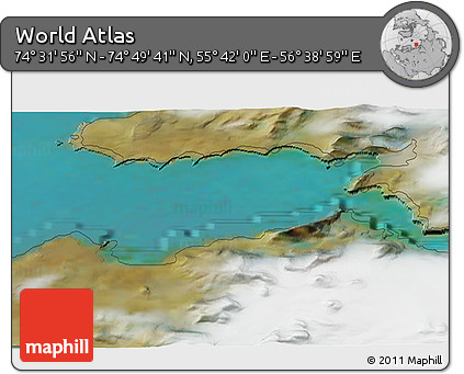 Satellite 3D Map of the Area around 74° 40' 49" N, 56° 10' 29" E