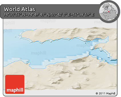 Shaded Relief 3D Map of the Area around 74° 40' 49" N, 56° 10' 29" E