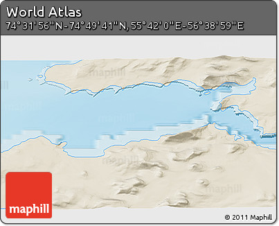 Shaded Relief 3D Map of the Area around 74° 40' 49" N, 56° 10' 29" E