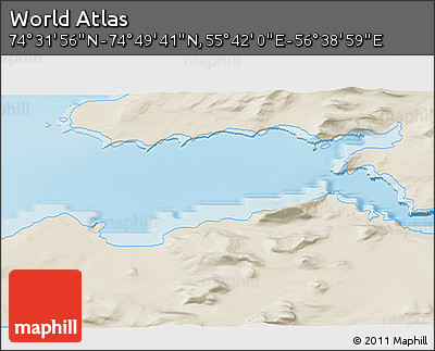 Shaded Relief 3D Map of the Area around 74° 40' 49" N, 56° 10' 29" E
