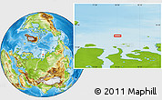 Physical Location Map of the area around 74° 40' 49" N, 74° 52' 30" E
