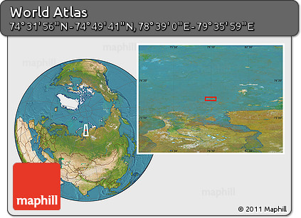 Satellite Location Map of the Area around 74° 40' 49" N, 79° 7' 30" E