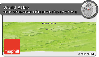 Physical Panoramic Map of the Area around 74° 40' 49" N, 91° 52' 30" E