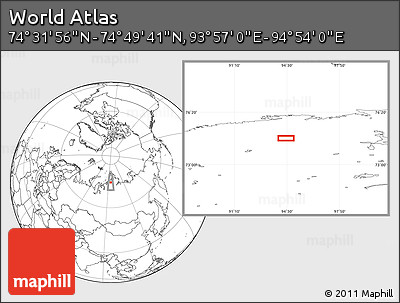 Blank Location Map of the Area around 74° 40' 49" N, 94° 25' 30" E