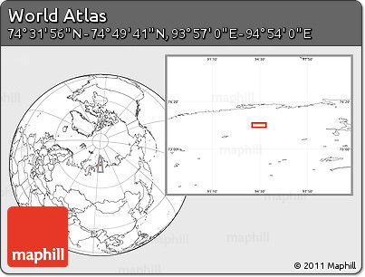 Blank Location Map of the Area around 74° 40' 49" N, 94° 25' 30" E