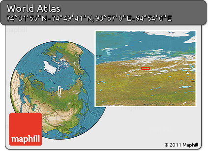 Satellite Location Map of the Area around 74° 40' 49" N, 94° 25' 30" E