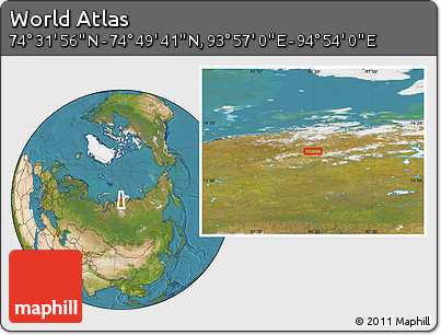Satellite Location Map of the Area around 74° 40' 49" N, 94° 25' 30" E