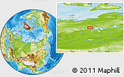 Physical Location Map of the area around 74° 40' 49" N, 99° 31' 30" E