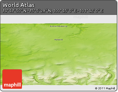 Physical 3D Map of the Area around 74° 56' 39" N, 101° 13' 29" E
