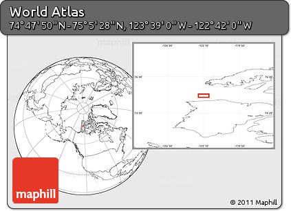 Blank Location Map of the Area around 74° 56' 39" N, 123° 10' 30" W