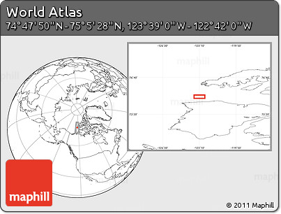 Blank Location Map of the Area around 74° 56' 39" N, 123° 10' 30" W