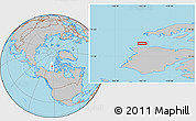 Gray Location Map of the area around 74° 56' 39" N, 123° 10' 30" W