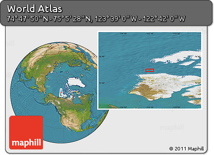 Satellite Location Map of the Area around 74° 56' 39" N, 123° 10' 30" W