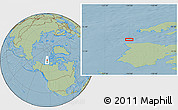 Savanna Style Location Map of the area around 74° 56' 39" N, 124° 1' 30" W, hill shading