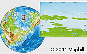 Physical Location Map of the area around 74° 56' 39" N, 143° 43' 29" E