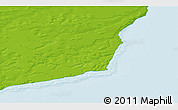 Physical 3D Map of the area around 74° 56' 39" N, 150° 31' 30" E