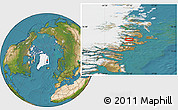 Satellite Location Map of the area around 74° 56' 39" N, 21° 10' 29" W