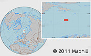 Gray Location Map of the area around 74° 56' 39" N, 23° 1' 29" E, hill shading