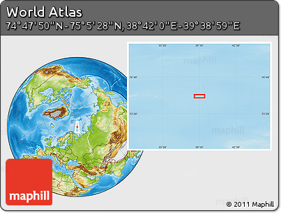 Physical Location Map of the Area around 74° 56' 39" N, 39° 10' 29" E