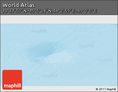 Physical 3D Map of the Area around 74° 56' 39" N, 48° 31' 29" E