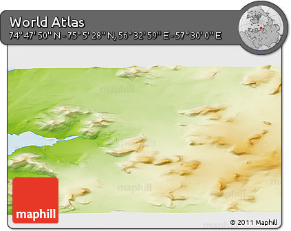 Physical 3D Map of the Area around 74° 56' 39" N, 57° 1' 29" E